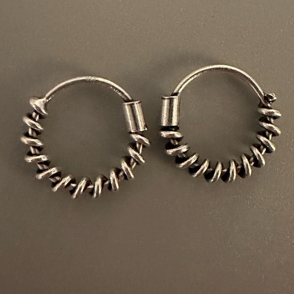 Sterling Silver Twist Bali Hoop Earrings 10mm - Picture 3 of 9